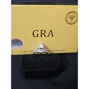 Size8-925 sterling silver GRA Certified 1.0 carat Moissanite Engagement Ring
